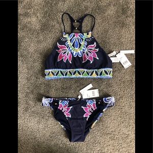 Trina Turk dark Blue bikini floral print 6